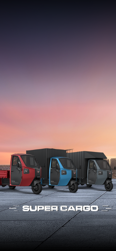 Montra Electric Super Cargo mobile banner showcasing the electric cargo vehicle.