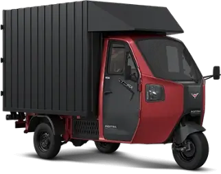 An image of the Super Cargo model by Montra Electric, showcasing the design and structure of the electric cargo vehicle.