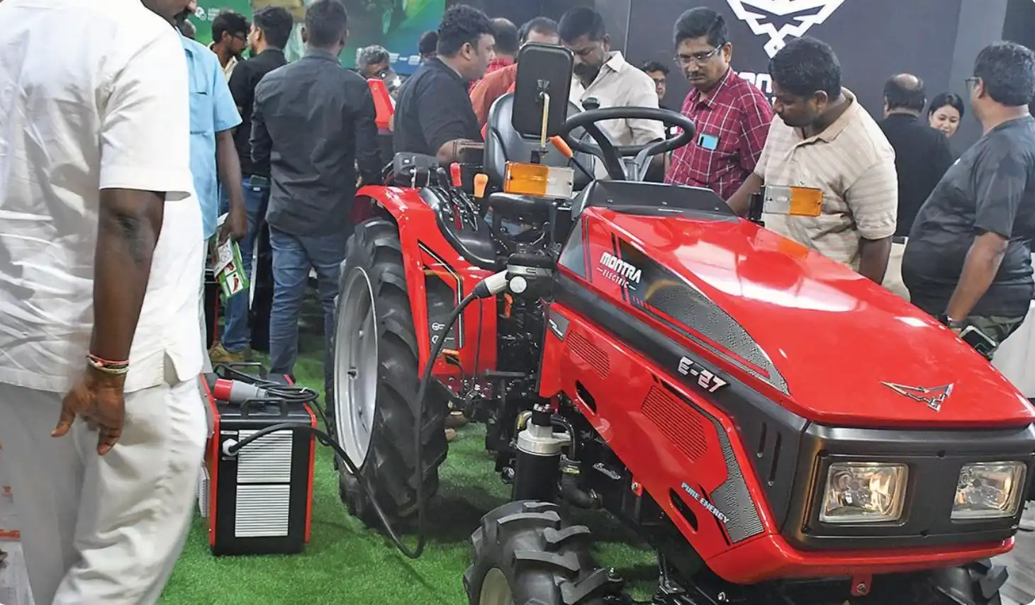 Montra Electric e-tractor at Coimbatore exhibition