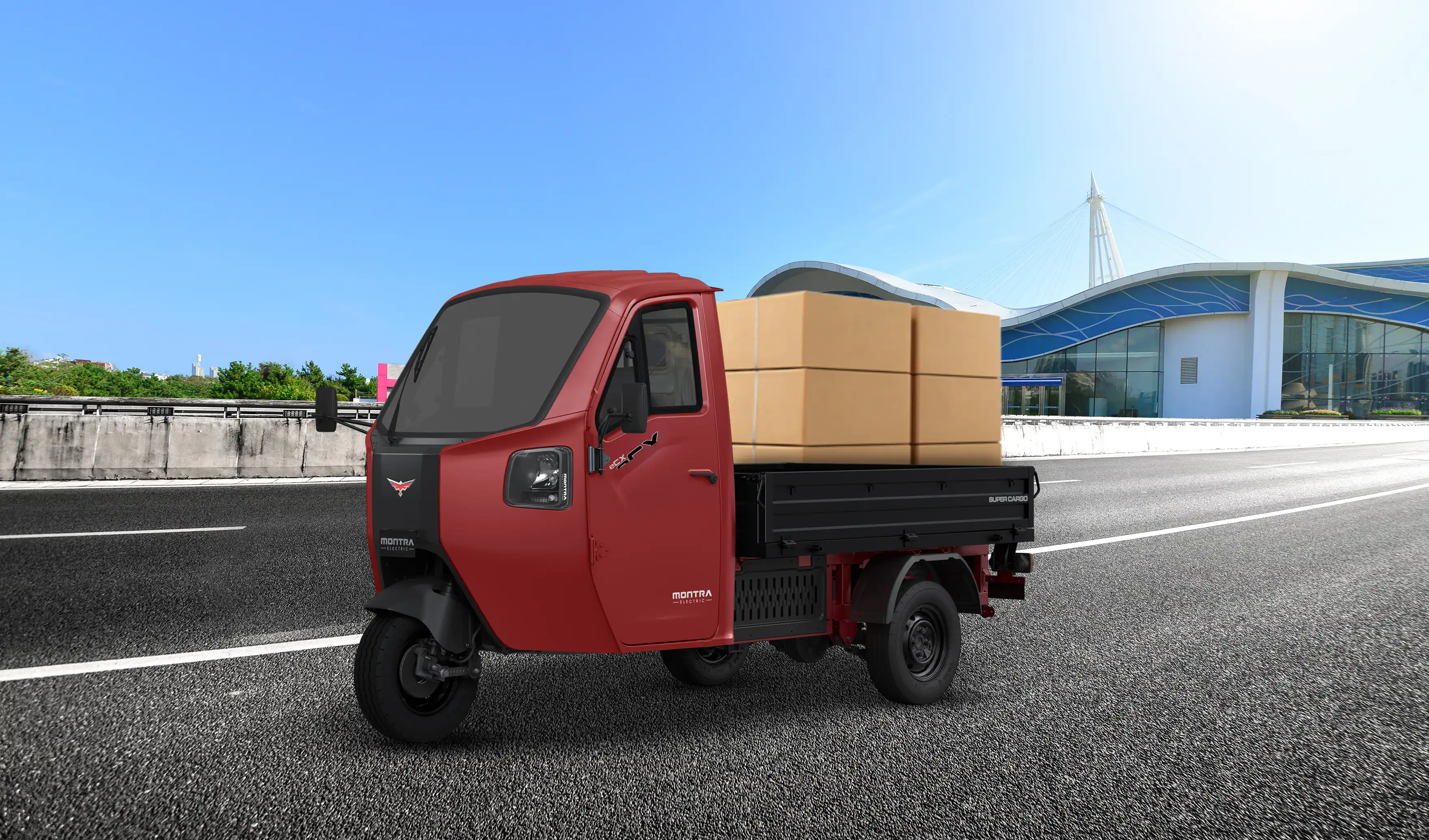 An image showcasing the load-carrying ability of Montra's cargo models, with a focus on their robust design.